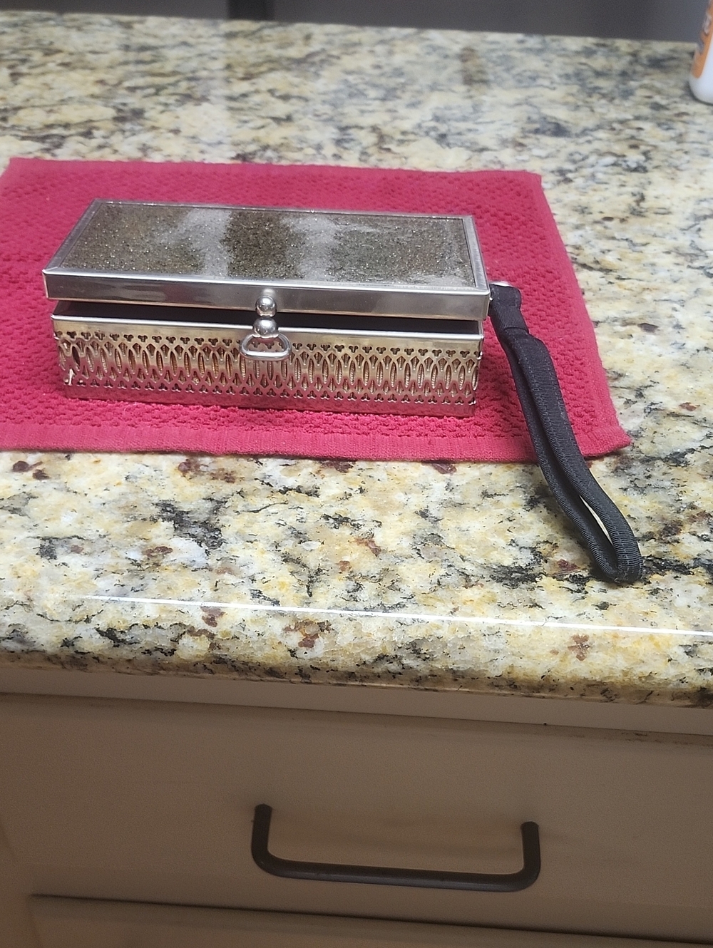 Vintage Silver Gold Glitter Rectangular Wristlet Clutch